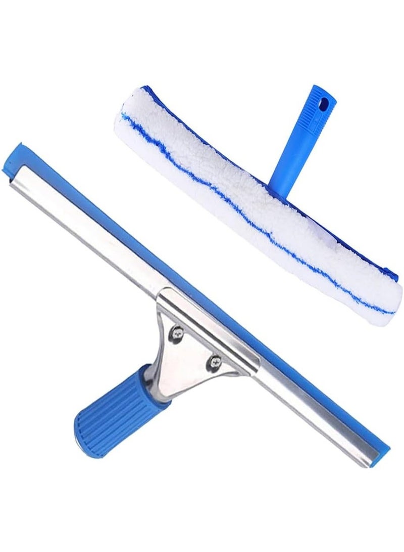 FIRST PRO Window Cleaning Combo 14 Inch Silicone Squeegee with Microfiber Glass Wiper professional Window Cleaner Tool for Bathroom, Shower, Mirror, Car Glass and Home Cleaning - Image 1